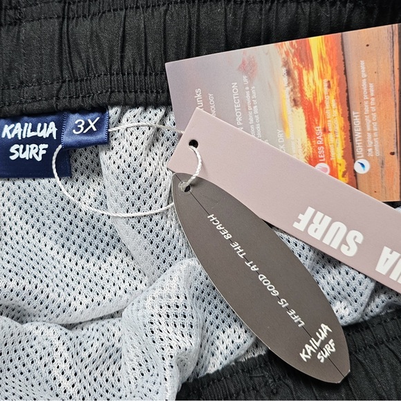 Kailua Surf Men’s Black Swim Trunk, Size 3X - Picture 2 of 11